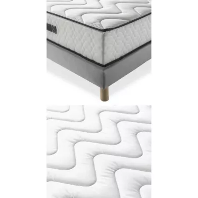 Ensemble matelas + sommier 160x200 cm - Mousse - 25cm - 5 zones - DEKO DREAM Hôtel Seasons