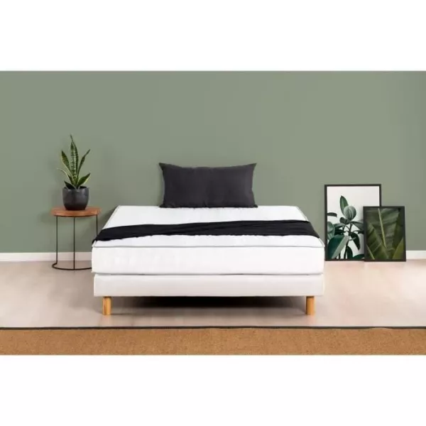 Ensemble matelas + sommier 140 x 190 - Mousse - 5 zones - 19 cm - Ferme - DEKO DREAM Maine