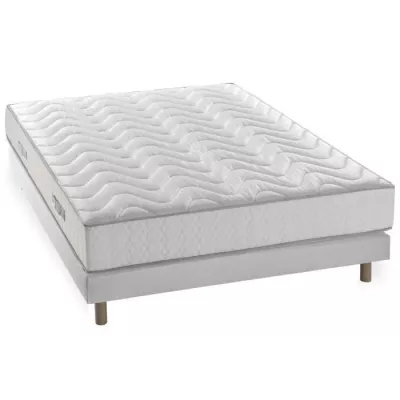 Ensemble matelas + sommier 140 x 190 - Mousse - 5 zones - 19 cm - Ferme - DEKO DREAM Maine