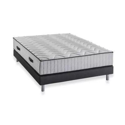 Ensemble matelas + sommier 160 x 200 cm - 672 Ressorts ensachés - 7 zones de confort - 27 cm - Ferme - DEKO DREAM Hotel Supreme