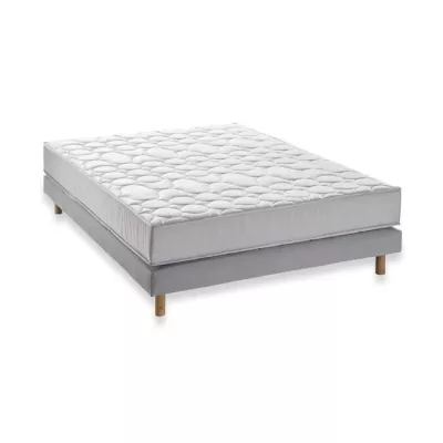 Ensemble Matelas + sommier 140x190 cm - 580 Ressorts ensachés - 5 zones de confort - 19 cm - Ferme - DEKO DREAM Springmax