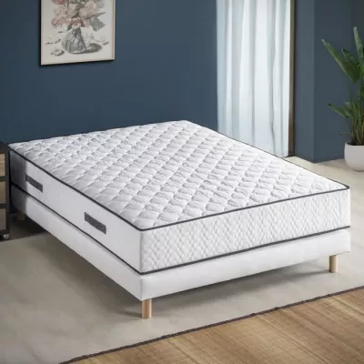 Ensemble Matelas + sommier 140x200cm - Ressorts - 7 zones de confort - 24cm - Equilibré - DEKO DREAM Détente