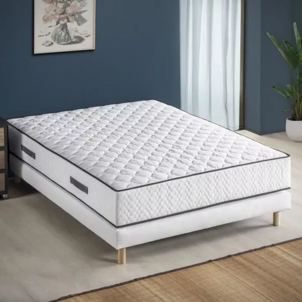 Ensemble Matelas + sommier 140x200cm - Ressorts - 7 zones de confort - 24cm - Equilibré - DEKO DREAM Détente