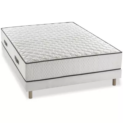 Ensemble Matelas + sommier 140x200cm - Ressorts - 7 zones de confort - 24cm - Equilibré - DEKO DREAM Détente