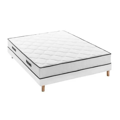 Ensemble matelas + sommier 160 x 200 cm - Ressorts - 7 zones - 19 cm - Équilibré - DEKO DREAM Détente