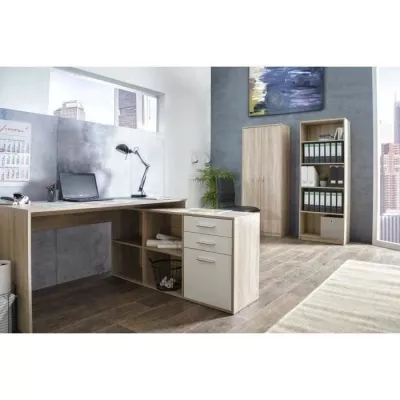 London corner desk - Particulate panels - Decor chine sonoma, white - 136 x 75 x 139 cm