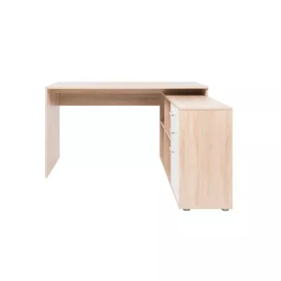 Bureau d'angle London - Panneaux de particules - Décor chene sonoma, blanc - 136 x 75 x 139 cm