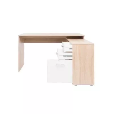 Bureau d'angle London - Panneaux de particules - Décor chene sonoma, blanc - 136 x 75 x 139 cm