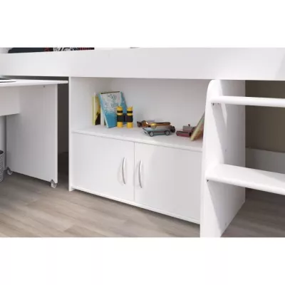 Lit combiné enfant PARISOT ZOLA - Blanc - 90x200 cm - Sommier inclus