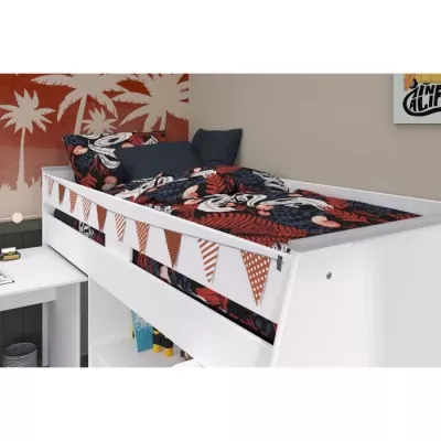 Lit combiné enfant PARISOT ZOLA - Blanc - 90x200 cm - Sommier inclus