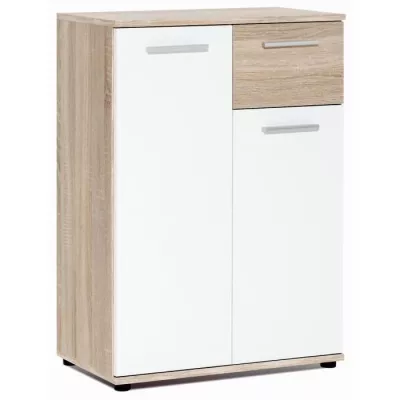 JACKY Meuble de rangement Petit Buffet - Blanc mat et décor chene Sonoma - Classique - L 60 cm