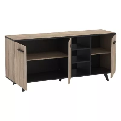 Low sideboard - Brushed and matt black decoration - Contemporary - WAYNE - L 160,7 cm