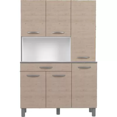 OSLO Buffet de 120 cm - 1 Tiroir et 6 Portes - L 120 x P 40 x H 185 cm - Coloris Chene