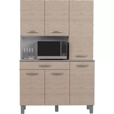 OSLO Buffet de 120 cm - 1 Tiroir et 6 Portes - L 120 x P 40 x H 185 cm - Coloris Chene