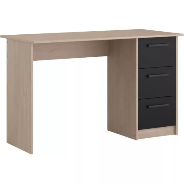 PARISOT Bureau droit 3 tiroirs - Décor chene Brooklyn - L 121,4 x P 55 x H 74.5 cm - ESSENTIELLE