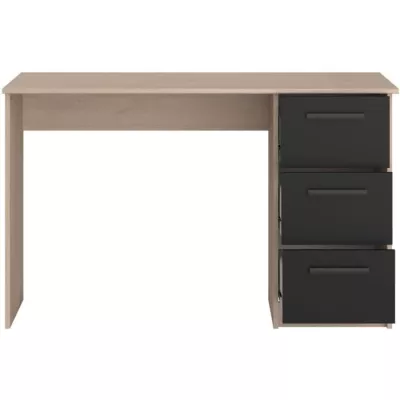 PARISOT Bureau droit 3 tiroirs - Décor chene Brooklyn - L 121,4 x P 55 x H 74.5 cm - ESSENTIELLE