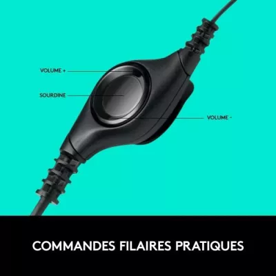 Casque PC Logitech filaire H390 stéréo USB, micro anti-parasite