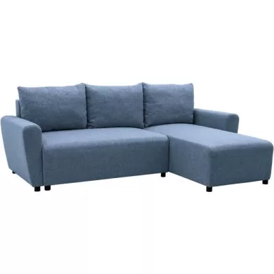 Canapé d'angle convertible 3-4 places STEWART - Tissu bleu - L224 x H85 x P155 cm