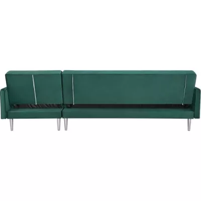 Canapé d'angle réversible 3 places ISTANA -Velours Vert- - - L 286 x P 169 x H 80 cm