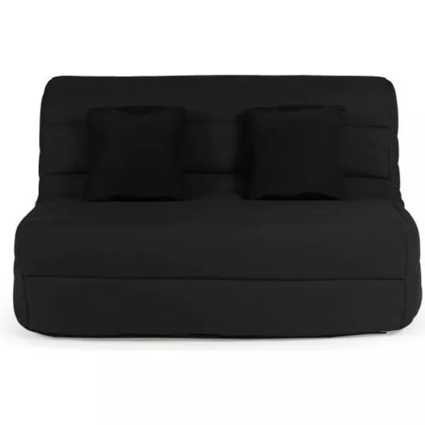 DUNLOPILLO Banquette BZ - Tissu Noir + 2 coussins noir - L 140 x P 99 x H 98 cm ALICE