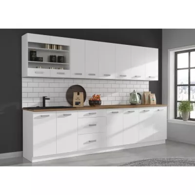 ATLAS Meuble haut 2 portes battantes - Décor blanc - L80 x P31 x H72