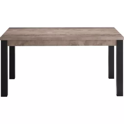 Fixed dining table EMILE 6 people - Melamine chene brown tobacco and matt black - L160 x P90 x H77 cm - TRENDTEAM