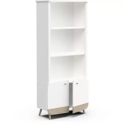 Bibliotheque 2T / 2P - FIRMIANA - Scandinavian style - Matt white / brown kronberg - 77.4 x 36.6 x 177 cm - DEMEYERE