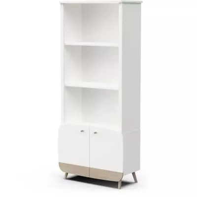 Bibliotheque 2T / 2P - FIRMIANA - Scandinavian style - Matt white / brown kronberg - 77.4 x 36.6 x 177 cm - DEMEYERE