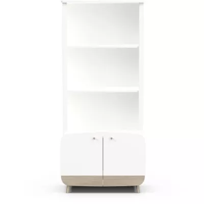 Bibliotheque 2T / 2P - FIRMIANA - Scandinavian style - Matt white / brown kronberg - 77.4 x 36.6 x 177 cm - DEMEYERE