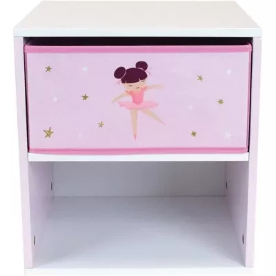 Bedside with drawer / night table for children Dancer Ballerina - Fun House - H.36 x L. 33 x D. 30 cm