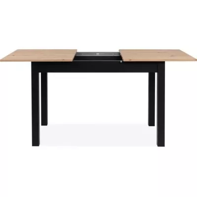 Table extensible Coburg - Décor chene artisan et noir - Allonge de 40 cm - L120/160 x H76,5 x P70 cm