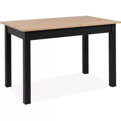 Table extensible Coburg - Décor chene artisan et noir - Allonge de 40 cm - L120/160 x H76,5 x P70 cm