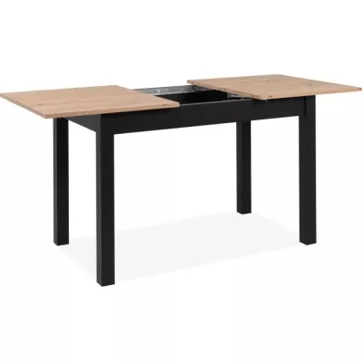 Table extensible Coburg - Décor chene artisan et noir - Allonge de 40 cm - L120/160 x H76,5 x P70 cm