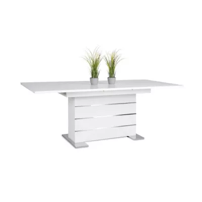 Table extensible 6-8 personnes - Rectangulaire - Panneaux de particules mélaminés- Mantova - Blanc et alu - L 160- 200 x P90 x