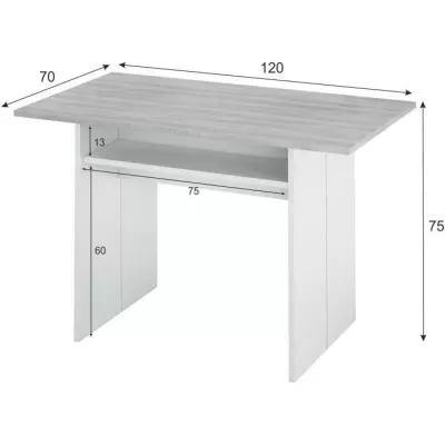 Expandable side table / TAVOLO console - Concrete grey melamine - W 120 x D 35/70 x H 75/77 cm