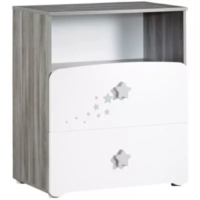 Chambre bébé duo Nao: lit 120x60, commode à langer - Blanc