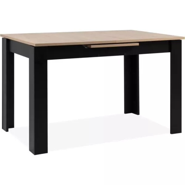 Table extensible - BIRMINGHAM - 80A - Ouverture synchonisée automatique - Chene / noir - 6 / 8 personnes - 125-165 x 75 x 80 cm