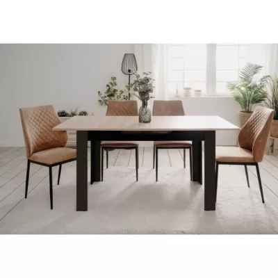 Modern Extendable Table - BIRMINGHAM 80A - Chene/Black - 6/8 People