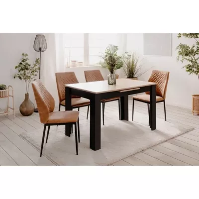 Modern Extendable Table - BIRMINGHAM 80A - Chene/Black - 6/8 People