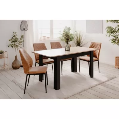 Modern Extendable Table - BIRMINGHAM 80A - Chene/Black - 6/8 People