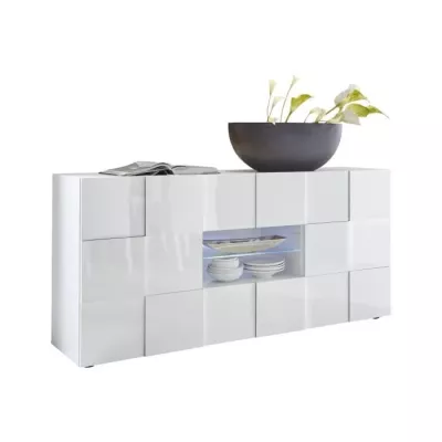 Stylish White Gloss Sideboard with 2 Doors & 2 Drawers - L181 x D43 x H84 cm