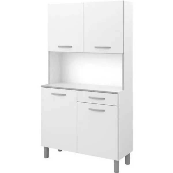 Buffet de cuisine - Blanc - Contemporain - 4 portes - OSLO - L 101 cm