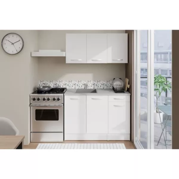 Cuisine complete OSLO - L 180cm - Blanc Mat - Plan de travail inclus