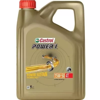 Huile moteur CASTROL Power1 4T 15W-50 - 4L | Dimensions compactes