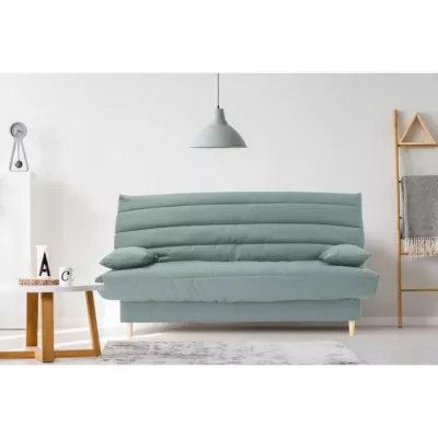 Clic clac 3 places vert amande - Couchage 125x190 cm - Avec coussins