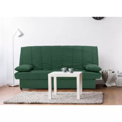 Banquette clic clac 3 places en tissu coton vert - Style contemporain