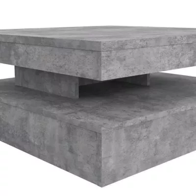 Table basse carrée pivotante en décor béton gris clair - Classique - L 78 x P 78 x H 35,4 cm