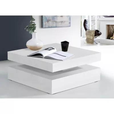 Rotary Coffee Table: Bright White Square - 78 x 78 x 36 cm