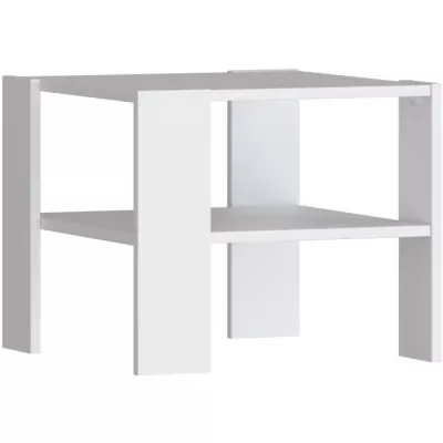 Table basse PILVI Blanc - Style contemporain - 2 Plateaux - L 55 x P 55 x H 45 cm