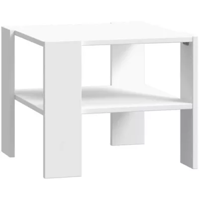 Table basse PILVI Blanc - Style contemporain - 2 Plateaux - L 55 x P 55 x H 45 cm